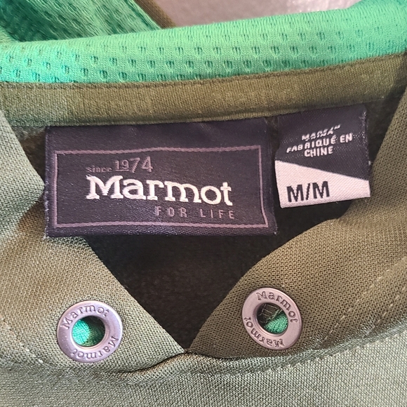Marmot women's medium green pullover hoodie. * missing hoodie string, pictured* - Picture 2 of 12
